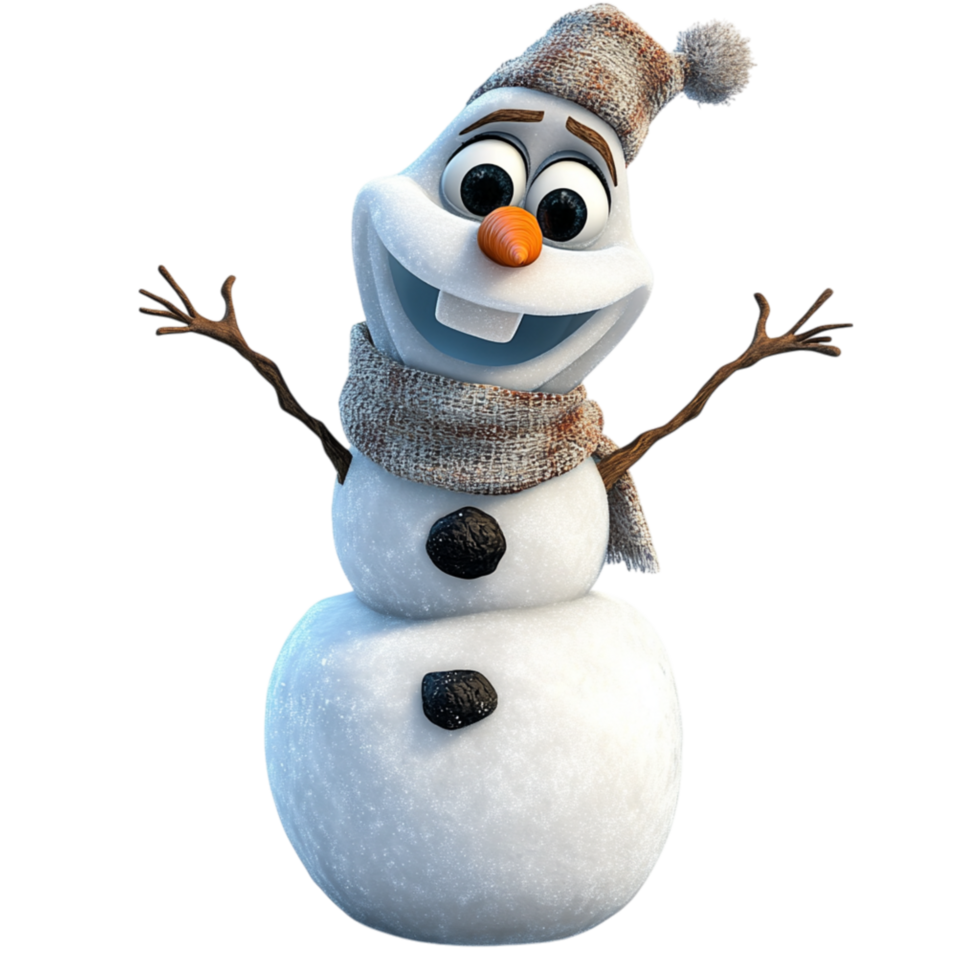 Happy Snowman with Big Smile and Playful Expression on White png