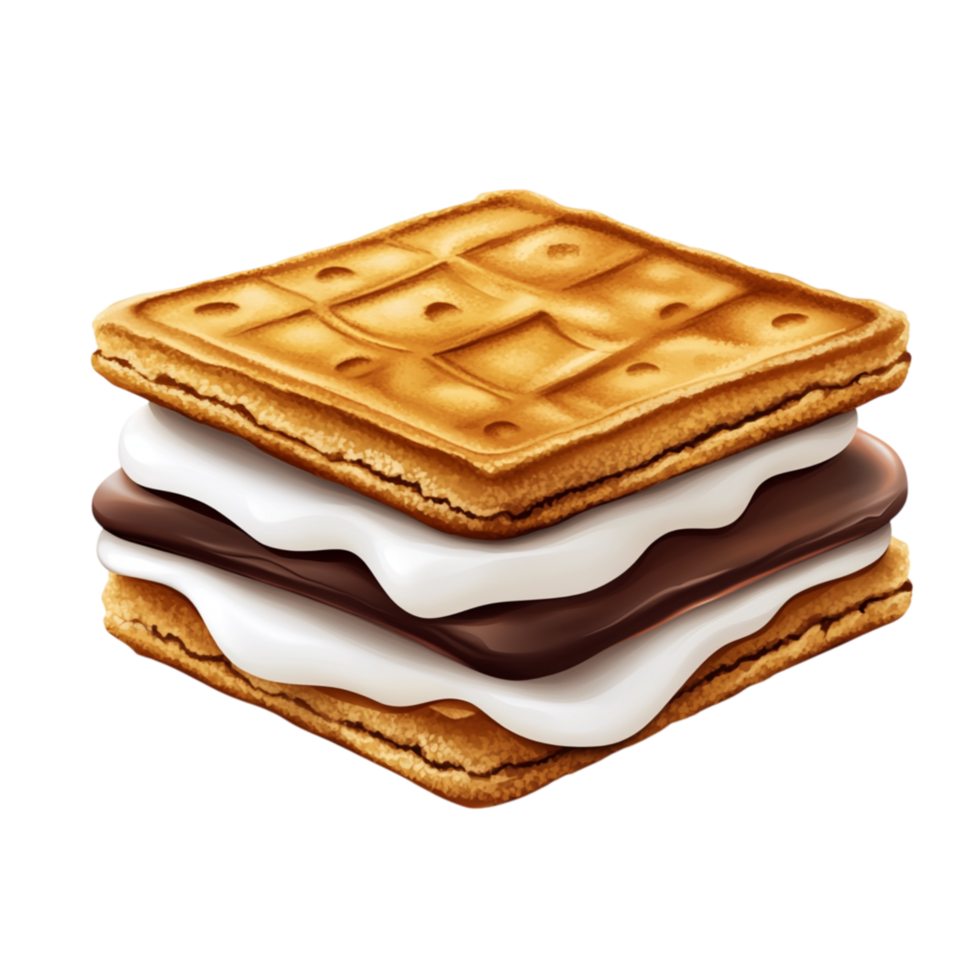 Tasty S mores with Melted Chocolate and Marshmallow Between Crispy Crackers png
