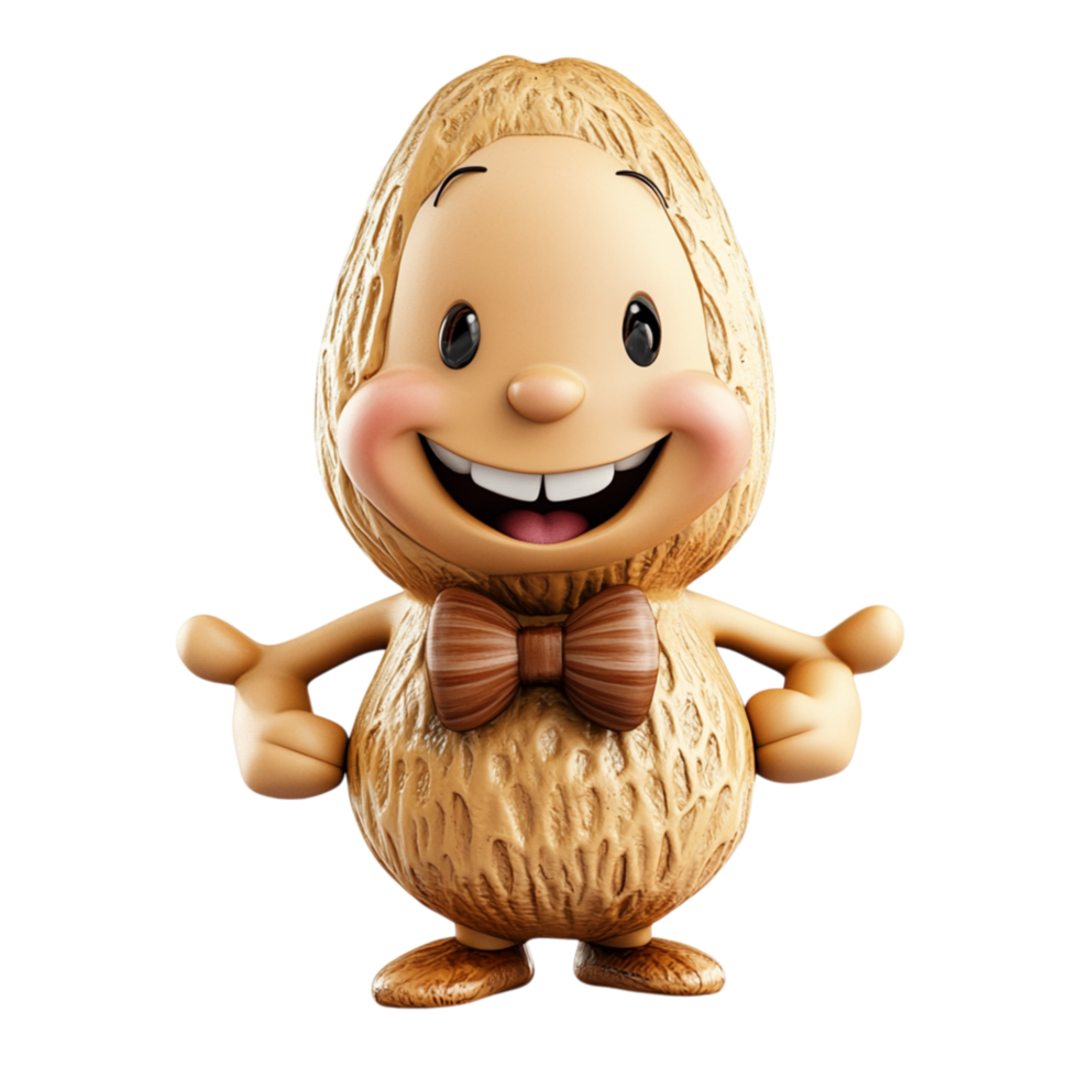 Adorable Peanut Character with Bow Tie and Wide Smile png