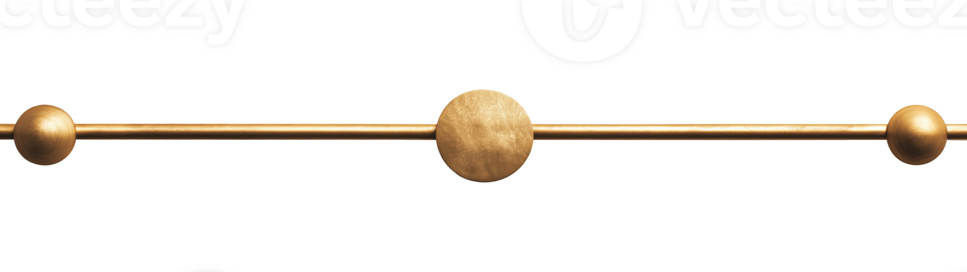 Horizontal golden decorative pole with circles isolated on a transparent background png