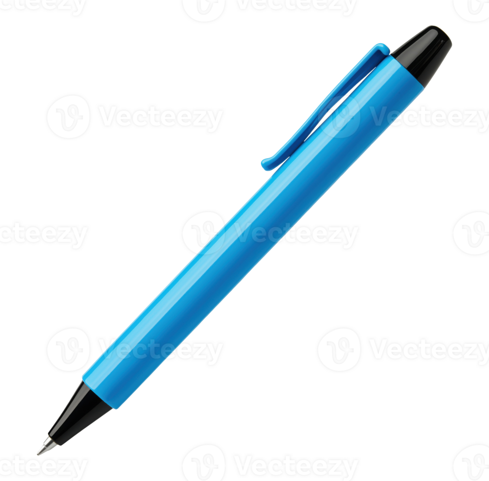 Blue ballpoint pen, isolated on a transparent background png