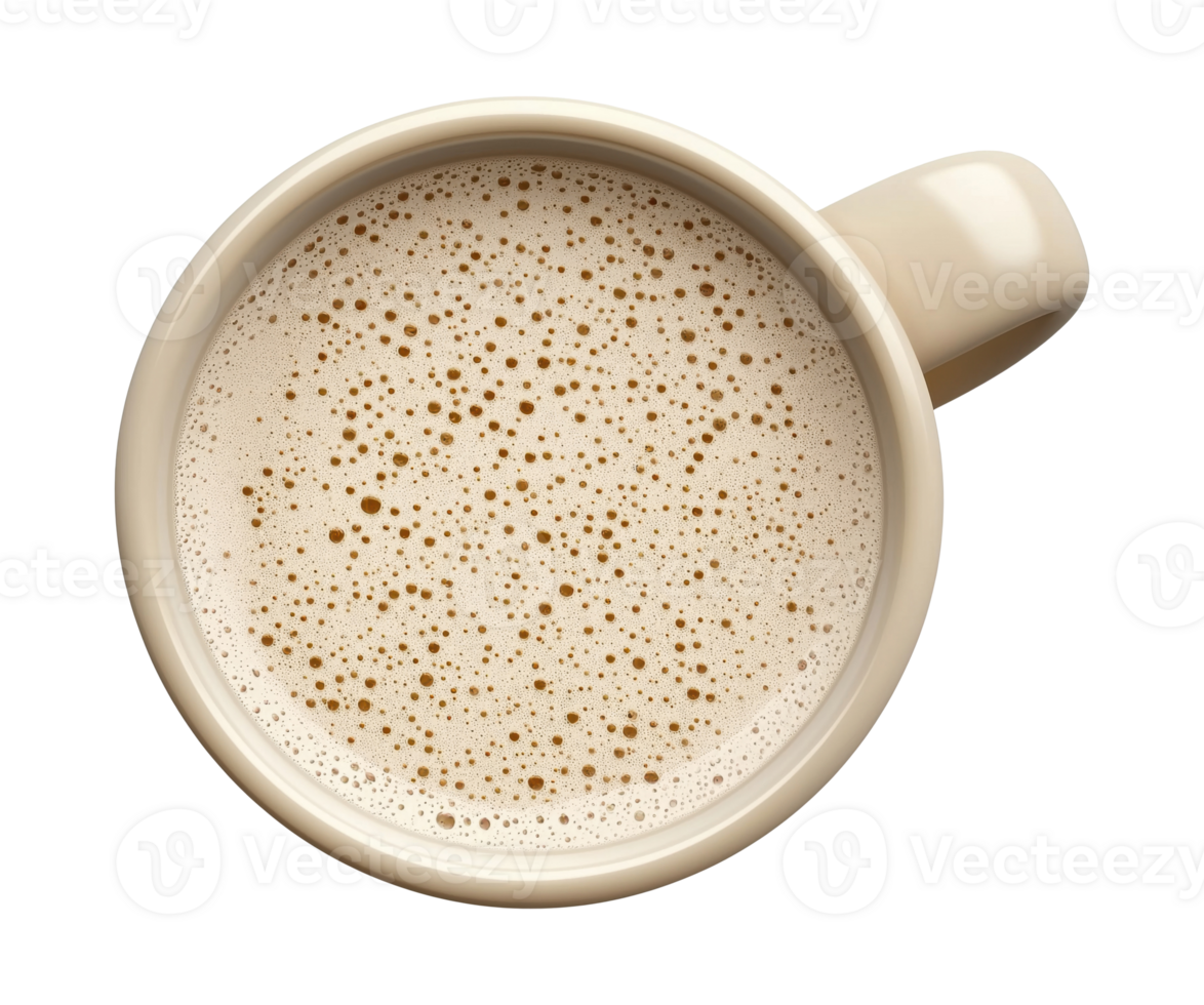 Small coffee cup, top view, isolated on a transparent background png