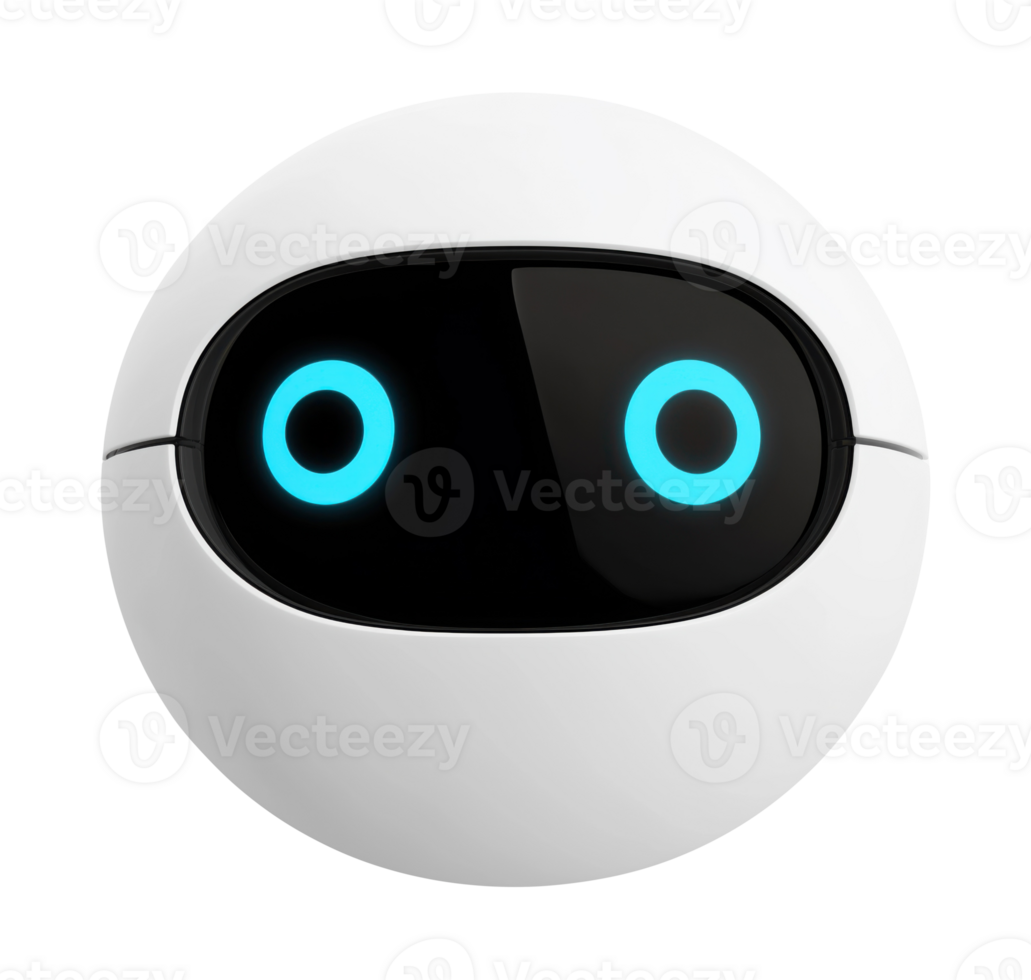 Minimal round chat bot, isolated on a transparent background png