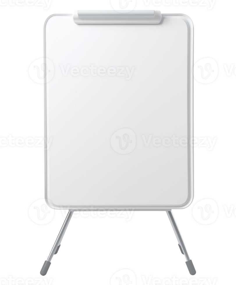 Vertical standing whiteboard isolated on a transparent background png