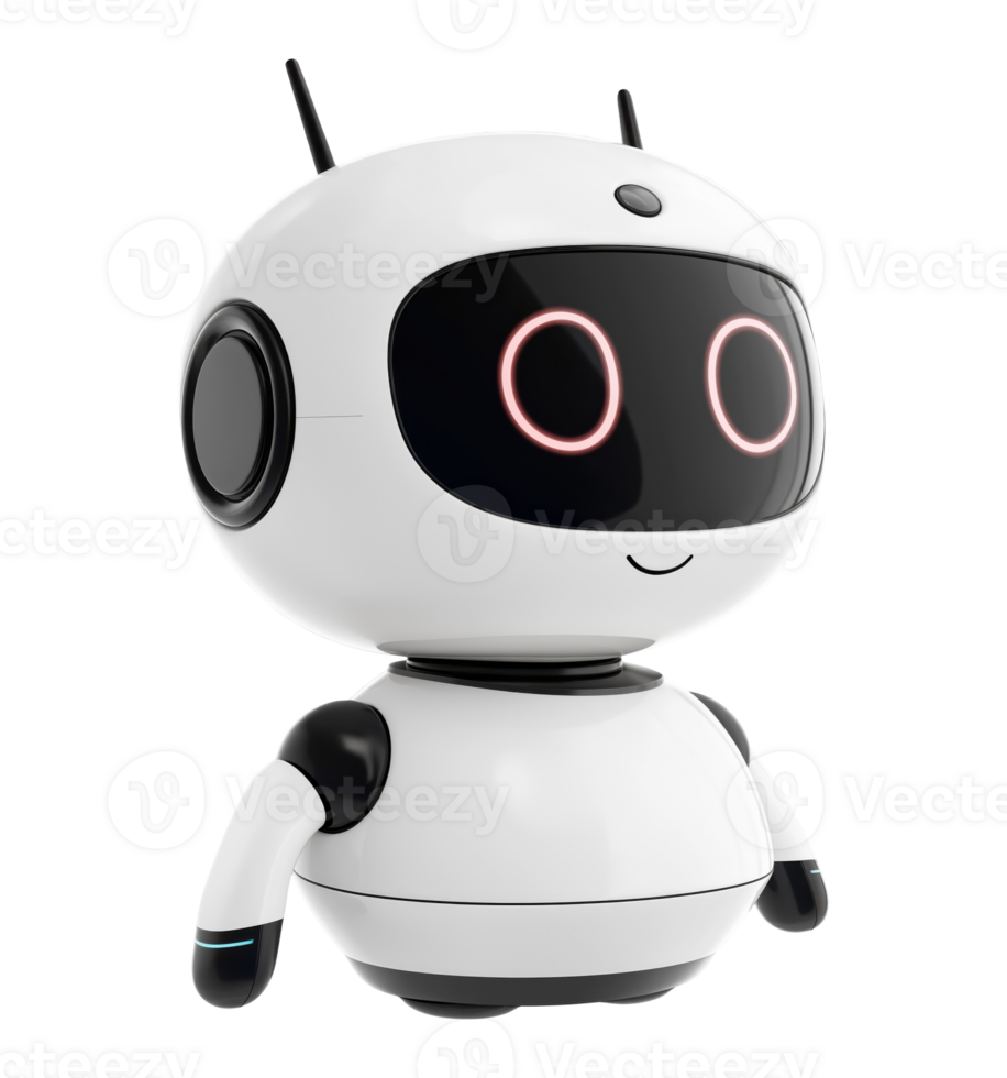 Modern cute chat bot isolated on a transparent background png