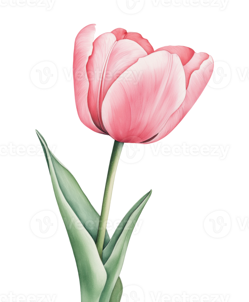 Soft pink tulip illustration isolated on transparent background png