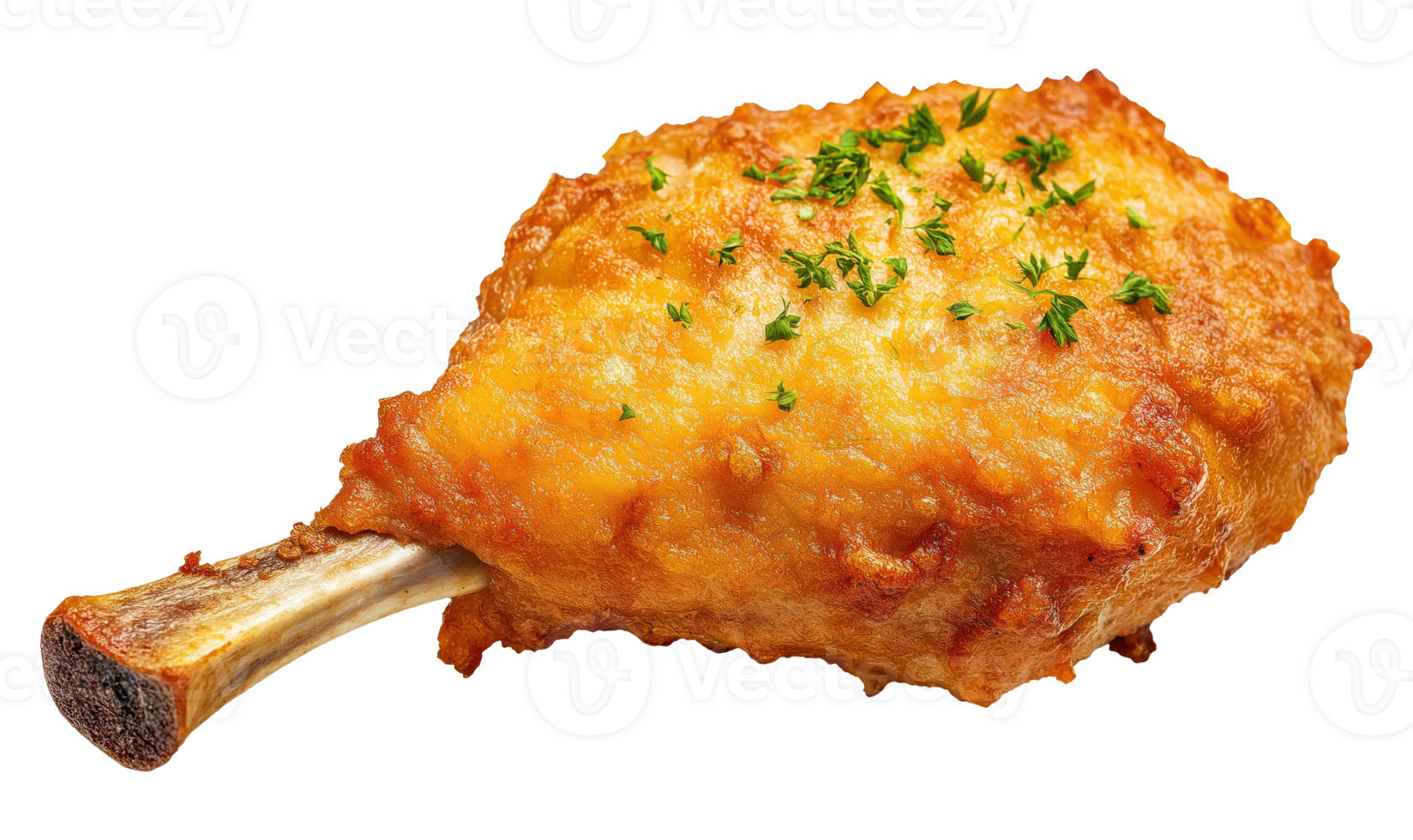 Fried lamb chop with gold crust isolated on transparent background png