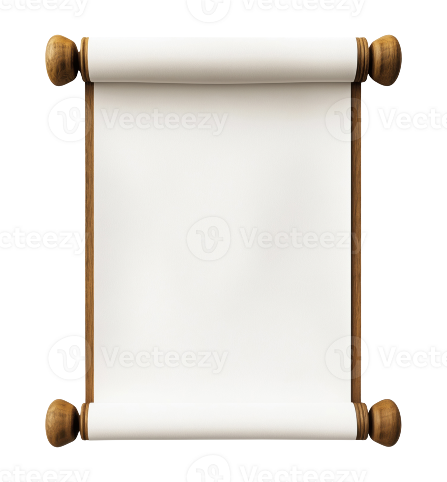 Blank opened scroll, isolated on a transparent background png
