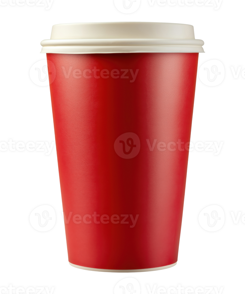 Red disposable cup with lid isolated on transparent background png