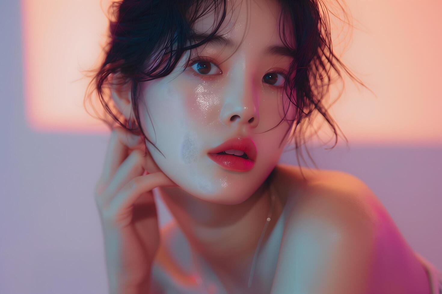 Professional Beauty Portrait of a Young Asian Woman with a Natural Glow and Smooth Complexion photo