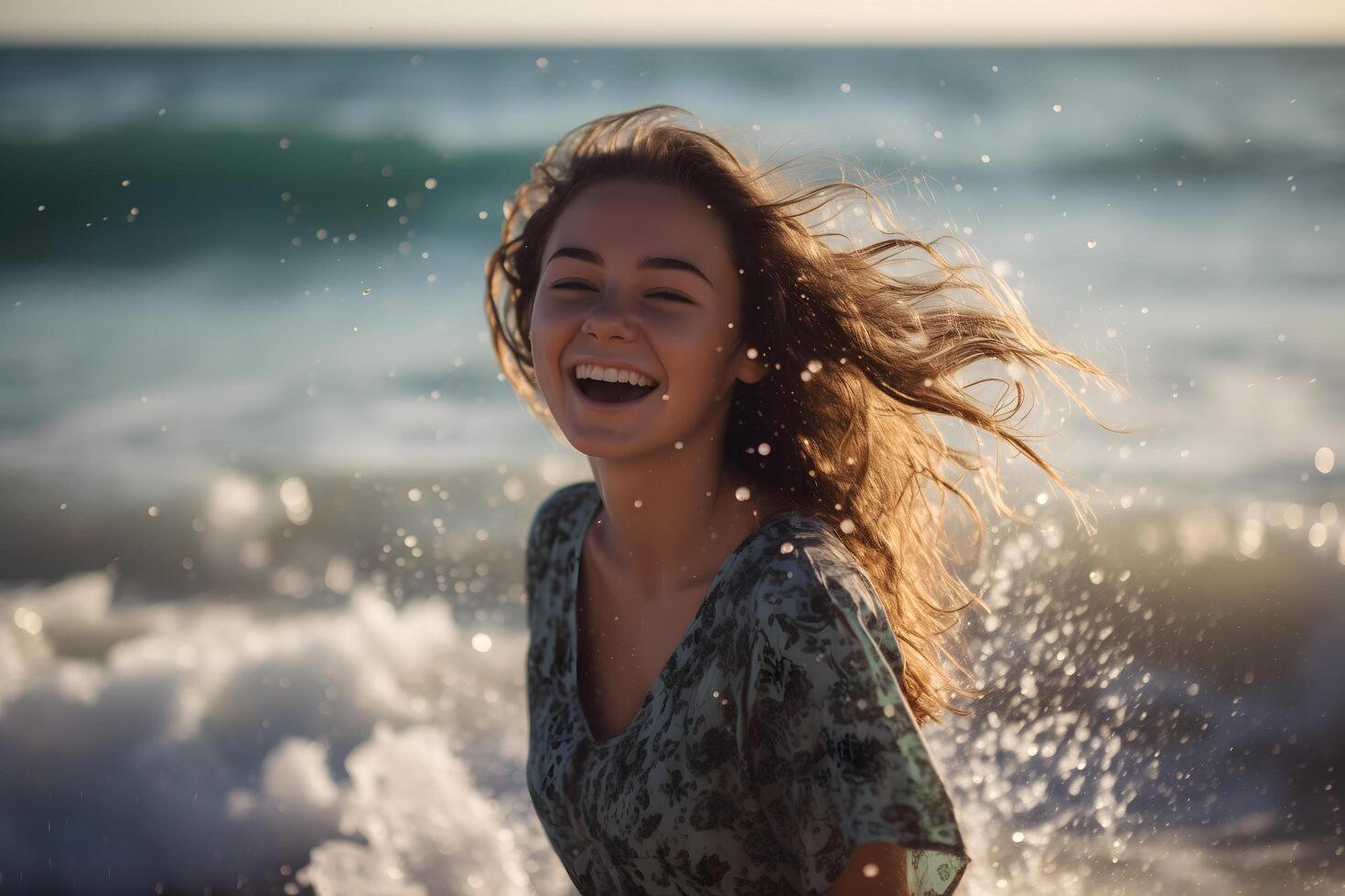 Beautiful Smiling Teen Enjoying a Sunny Day at the Beach photo