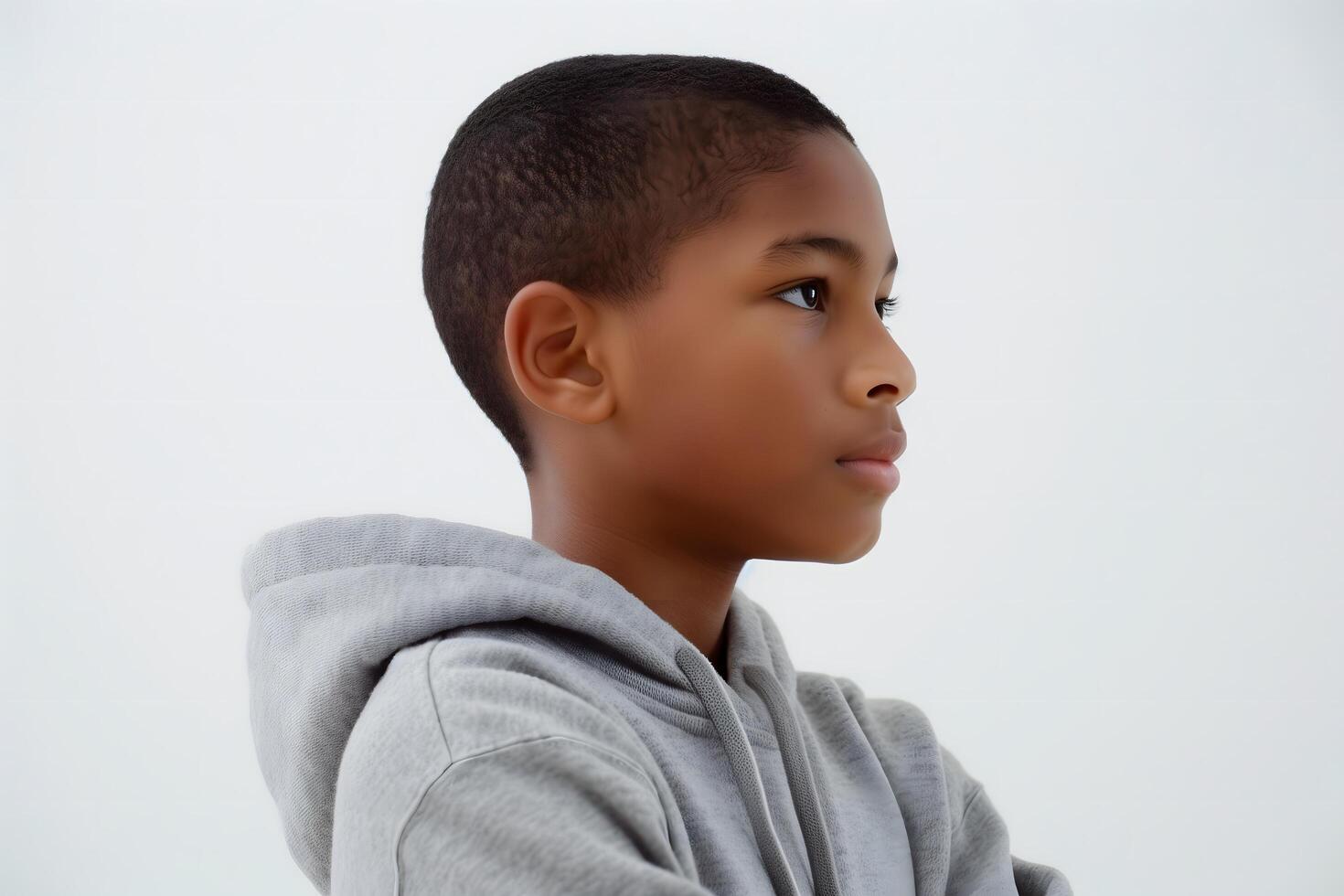 High-Resolution Close-Up of a 10-Year-Old Boy with Neatly Combed Hair photo