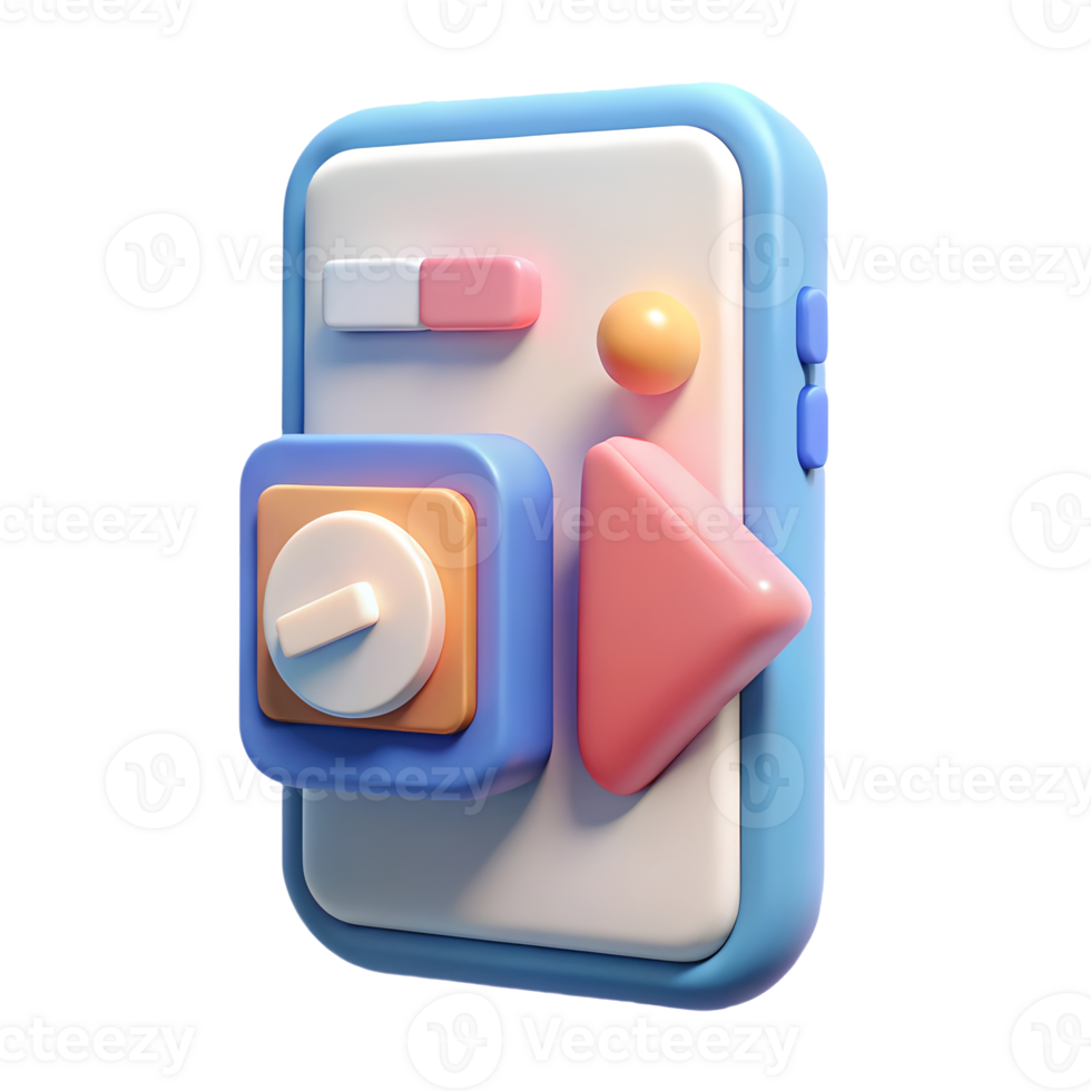 3D Render of a Modern Smartphone with Colorful App Icons on a transparent background Perfect for Digital Design and UI Concepts png
