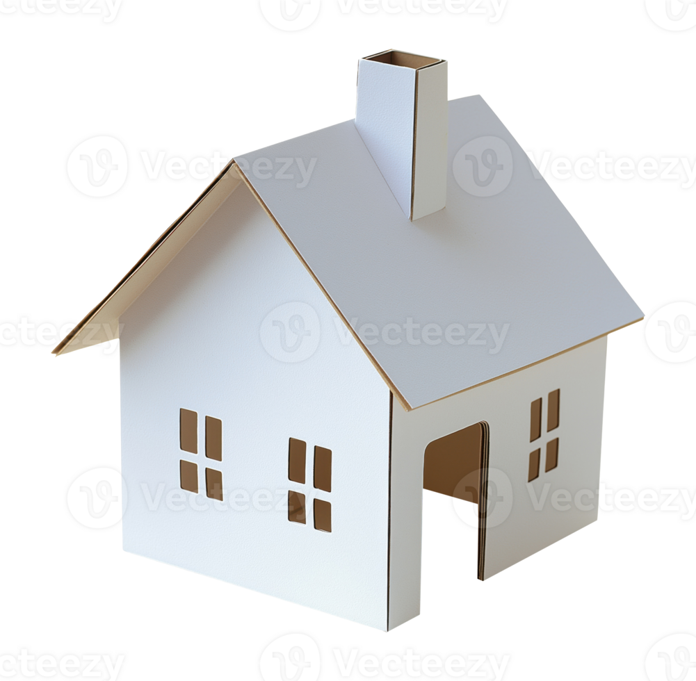 Small paper house isolated on transparent background png
