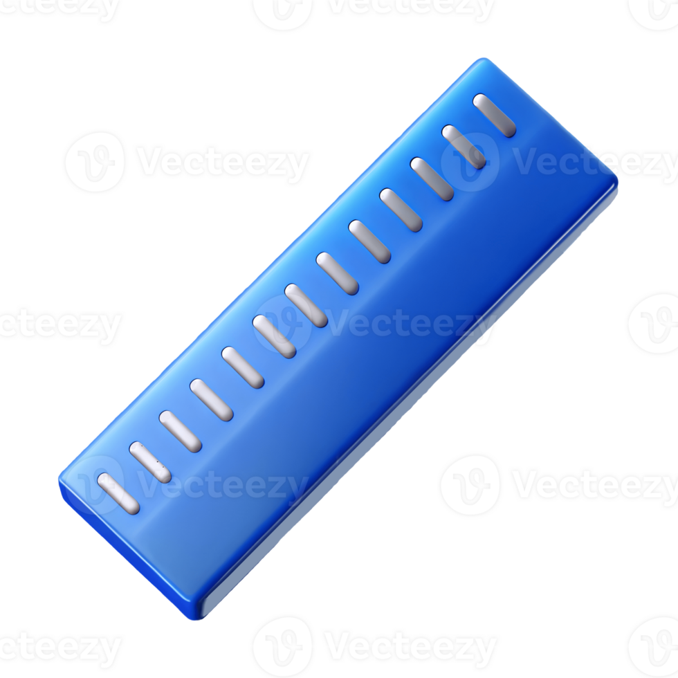 Blue plastic ruler with centimeter markings isolated on a transparent background png
