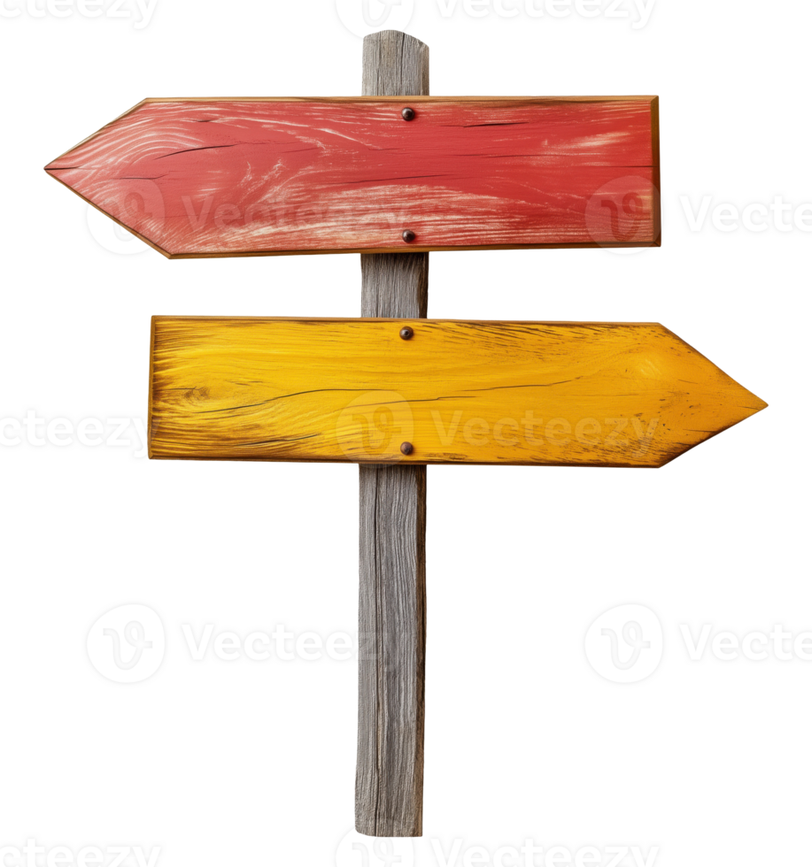 Signboard with two arrows showing different directions, isolated on transparent background png