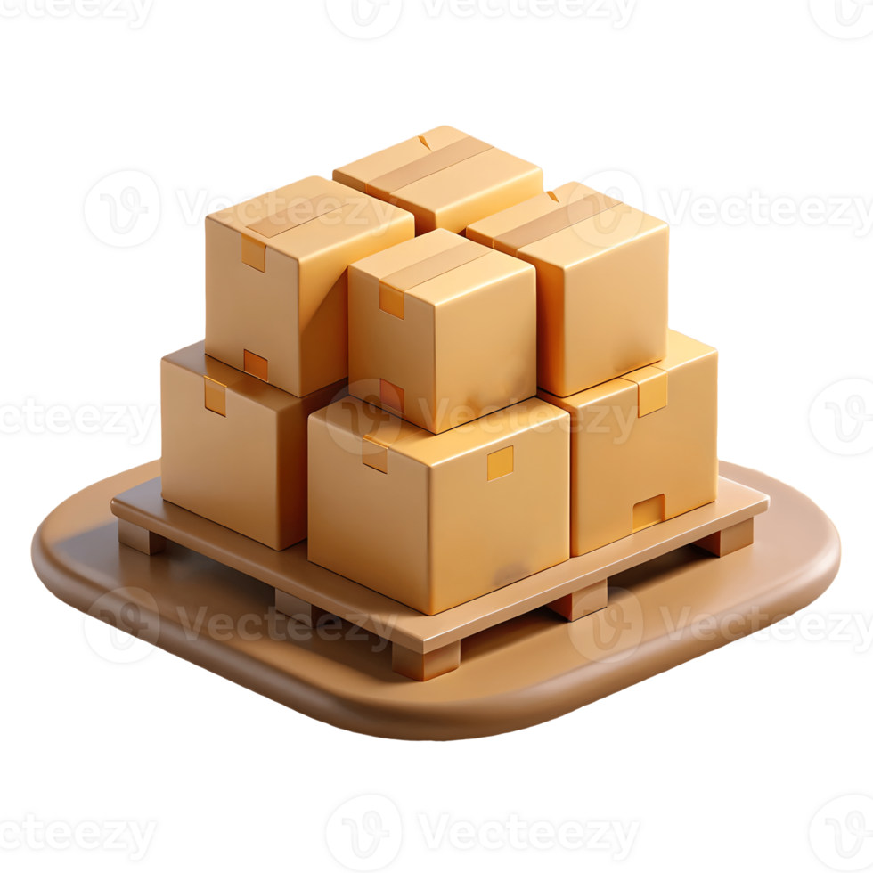 Stack of cardboard boxes on a wooden pallet perfect for logistics and shipping concepts isolated on a transparent background png