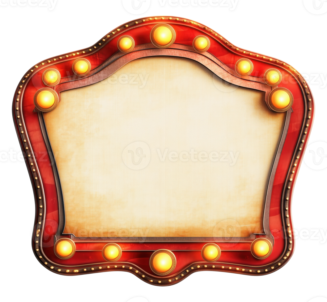 Retro signboard with lights isolated on transparent background png