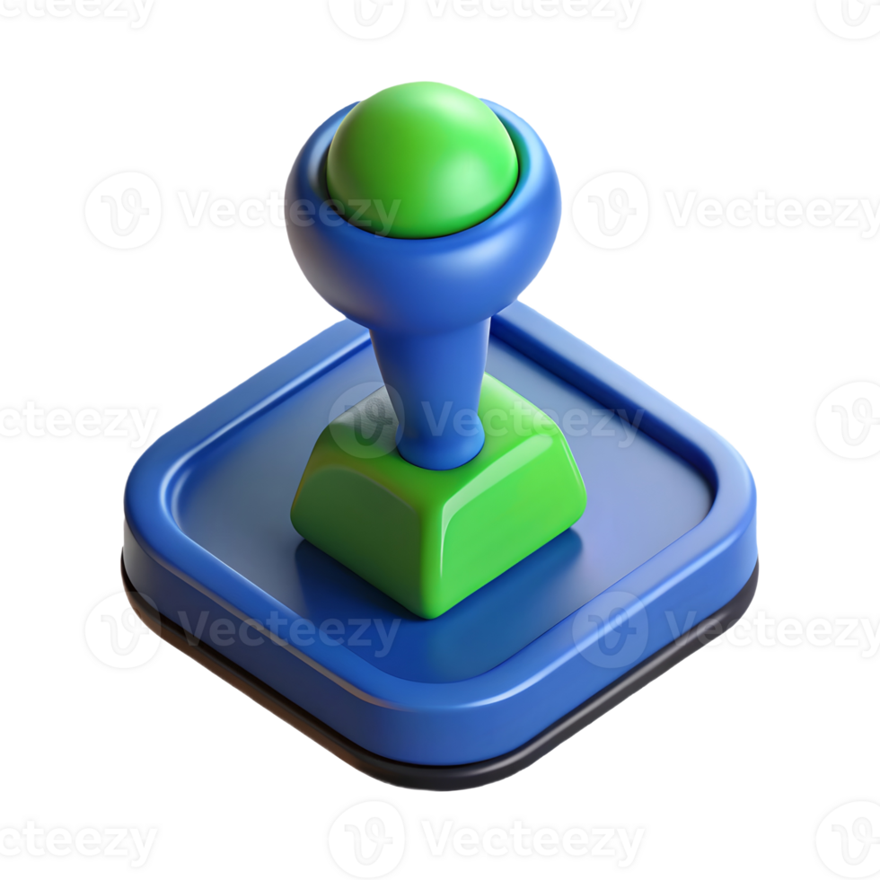 3D Render of a Blue and Green Joystick on a Transparent Background on a transparent background png