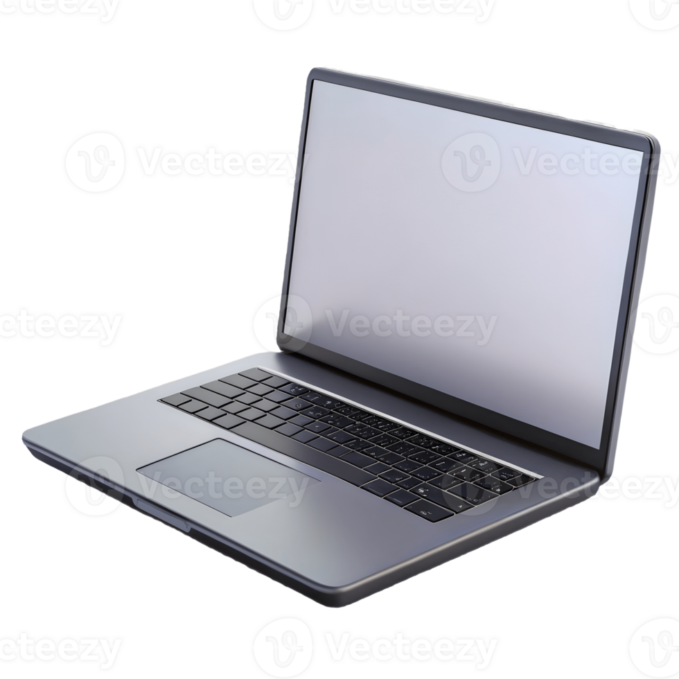 Modern sleek laptop with a blank screen perfect for mockups and presentations isolated on a transparent background png
