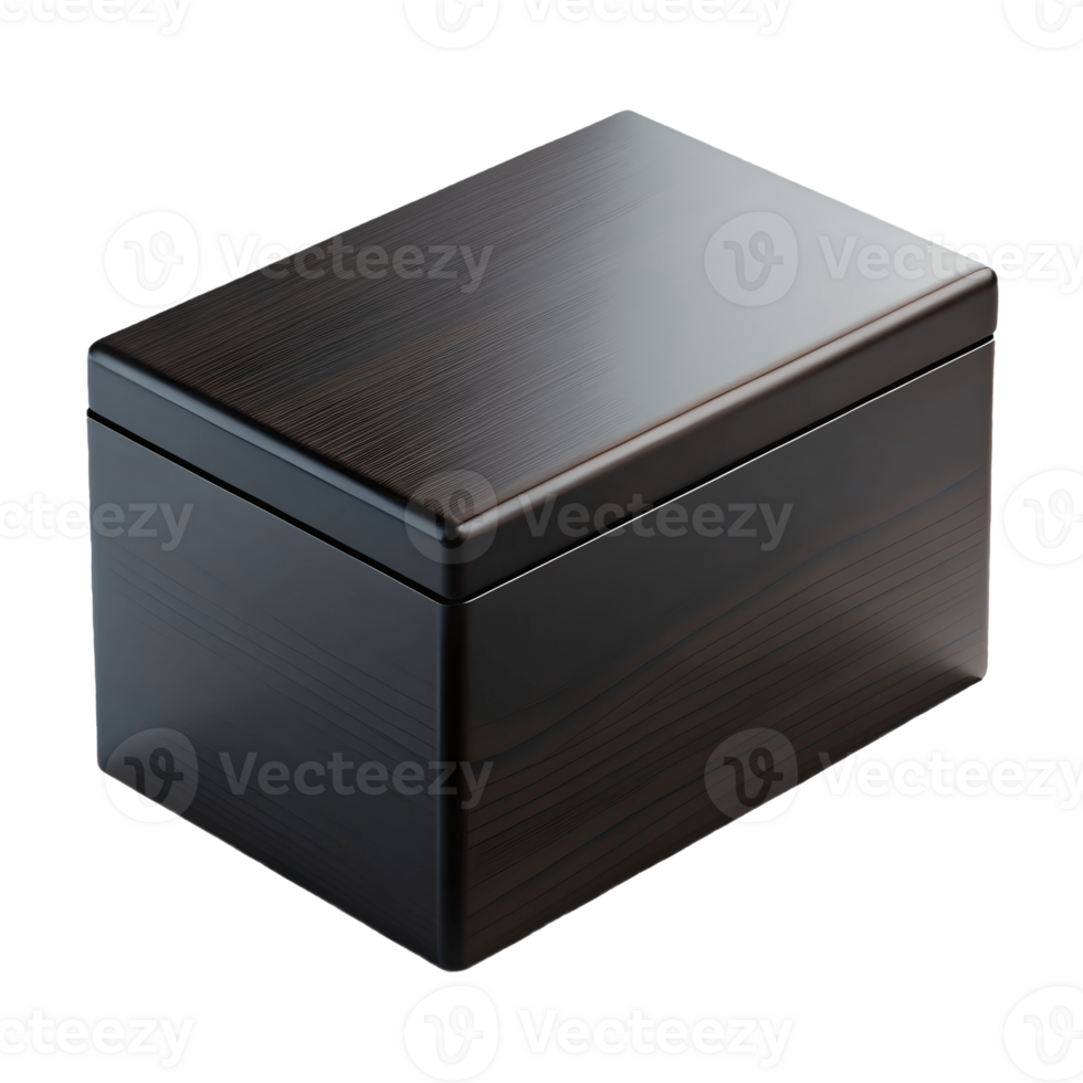 Elegant Dark Wooden Box with Smooth Finish and Fine Textured Pattern Perfect for Storage or Decorative Purposes on a transparent background png