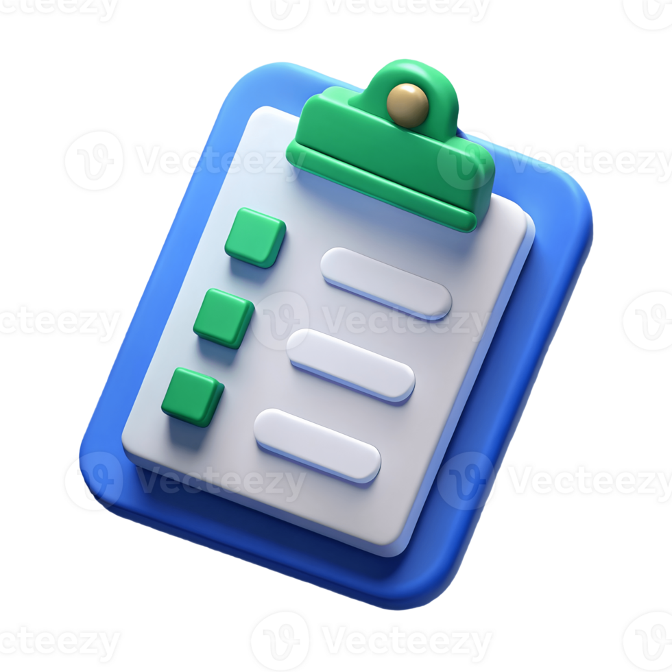 3D Blue Clipboard with Green Checkmarks on a transparent background, , Perfect for Task Lists and To-Dos png