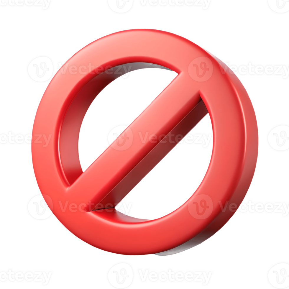 3D Rendered Red Prohibition Sign on a transparent background, , Perfect for Warning and Restriction Symbols in Design Projects png