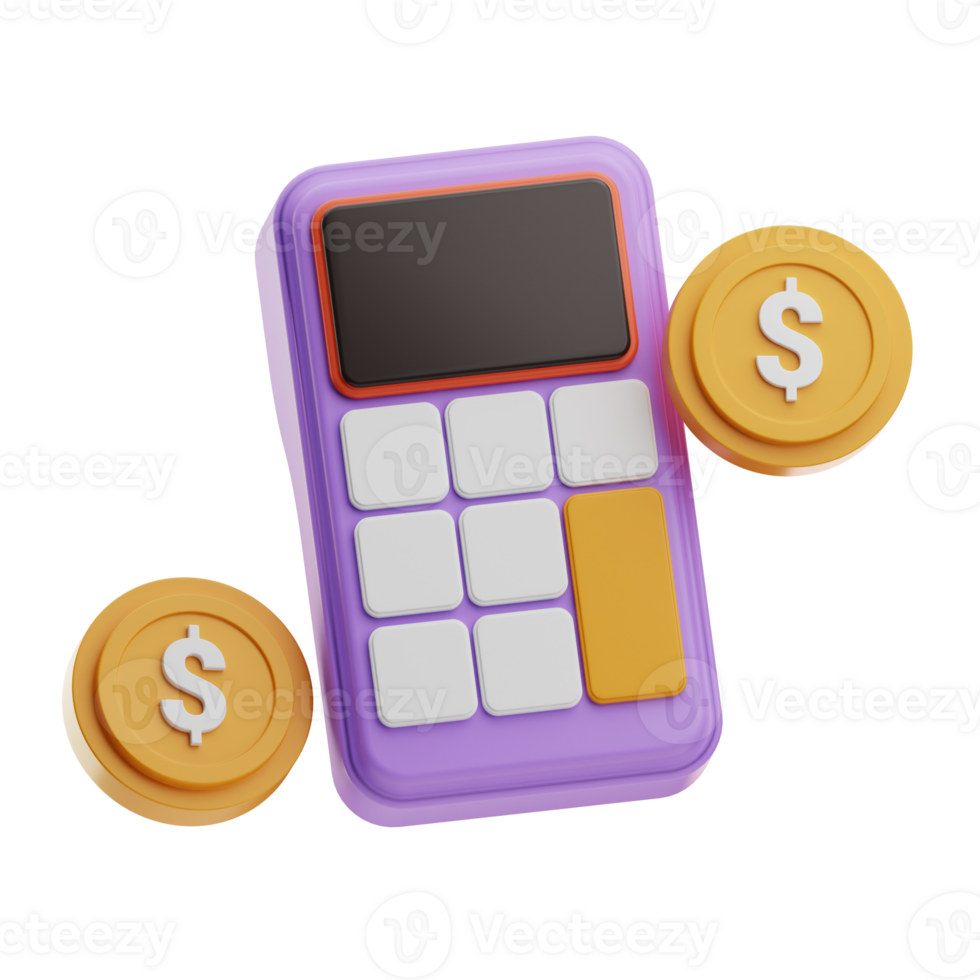 Calculator with Coins png