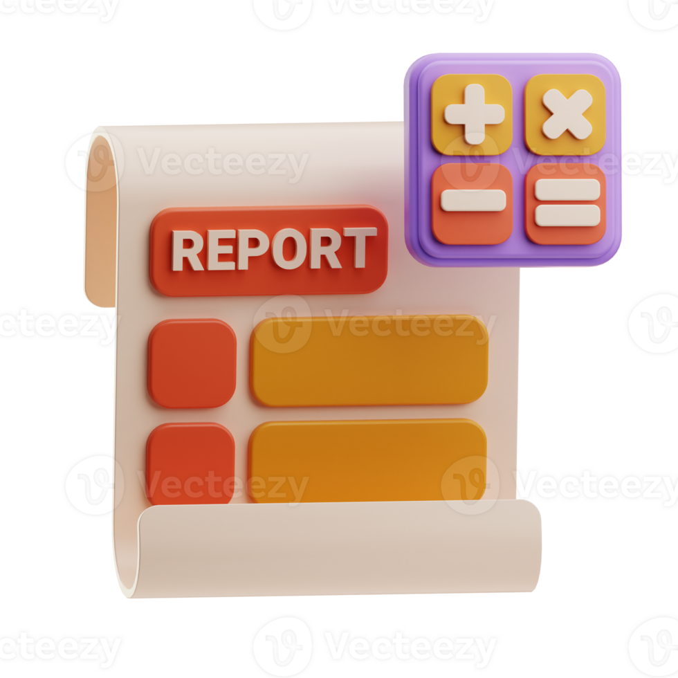 Financial Report with Calculator Icon png