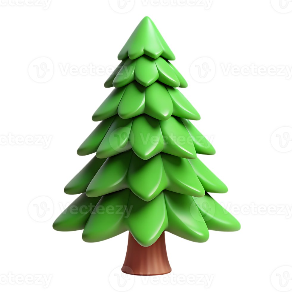 3D Render Illustration of Cartoon Styled Christmas Tree Isolated png