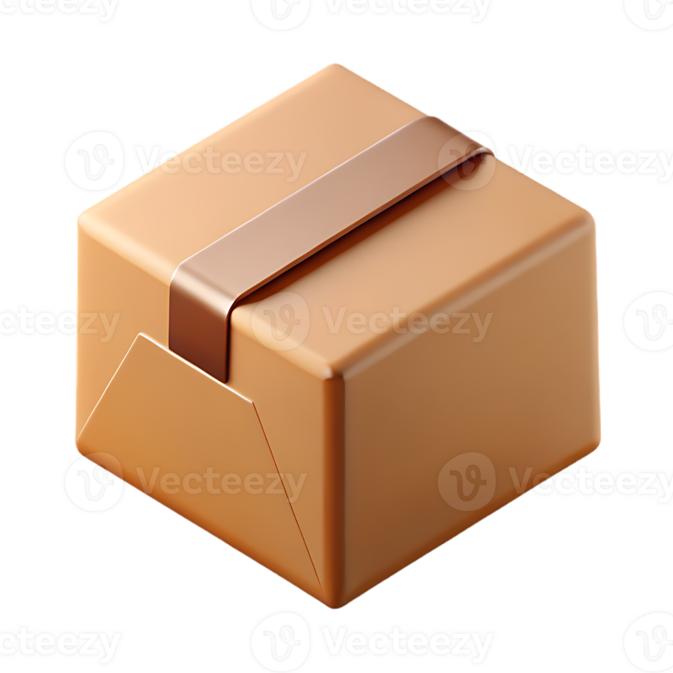 3D render isometric Box with Ribbon Delivery Concept. Packaging Object, Ready to Ship png