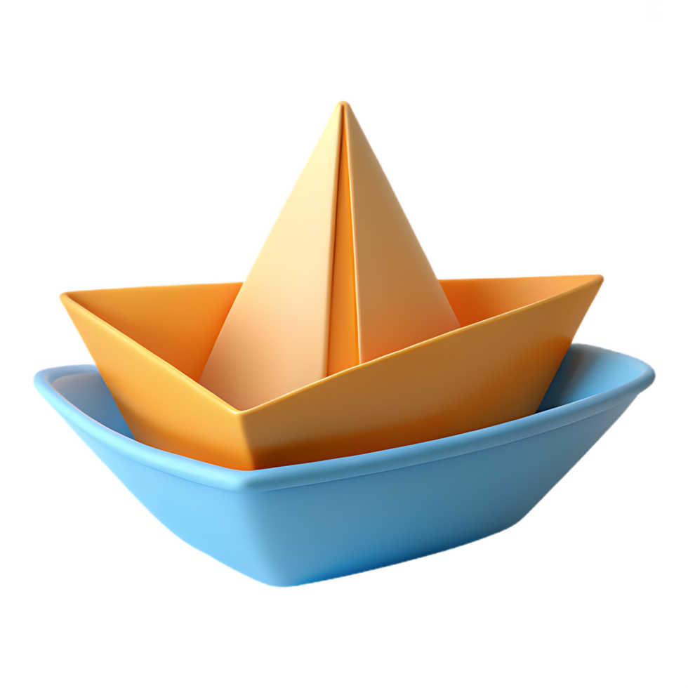 A captivating 3D rendering of a paper boat, symbolizing dreams and adventure, evokes a sense of minimalist charm png