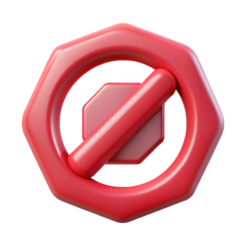 Red Glossy Forbidden Sign, Symbolizing Restriction and Prevention for Modern Digital Designs png