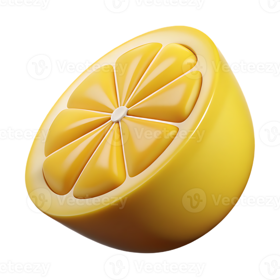 Bright and Refreshing Half Lemon Slice on Transparant Background png