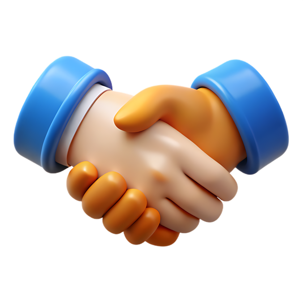 3D Cartoon Handshake Symbolizing Agreement, Partnership, and Collaboration for Business and Success png