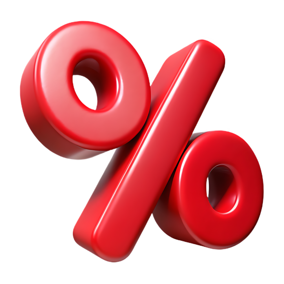 Red Percentage Sign Isolated on Transparant Background, Business Concept png