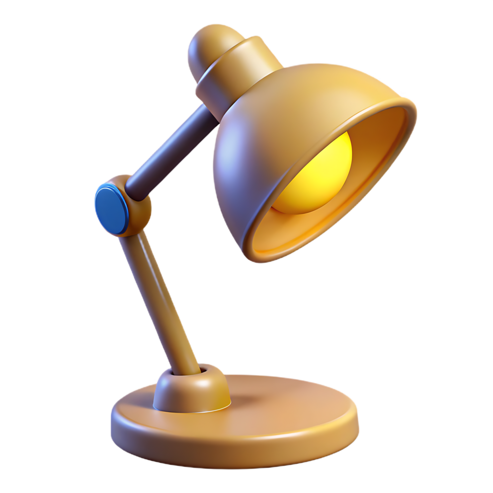 A Golden Table Lamp Shining on a Transparant Background in 3D Render png