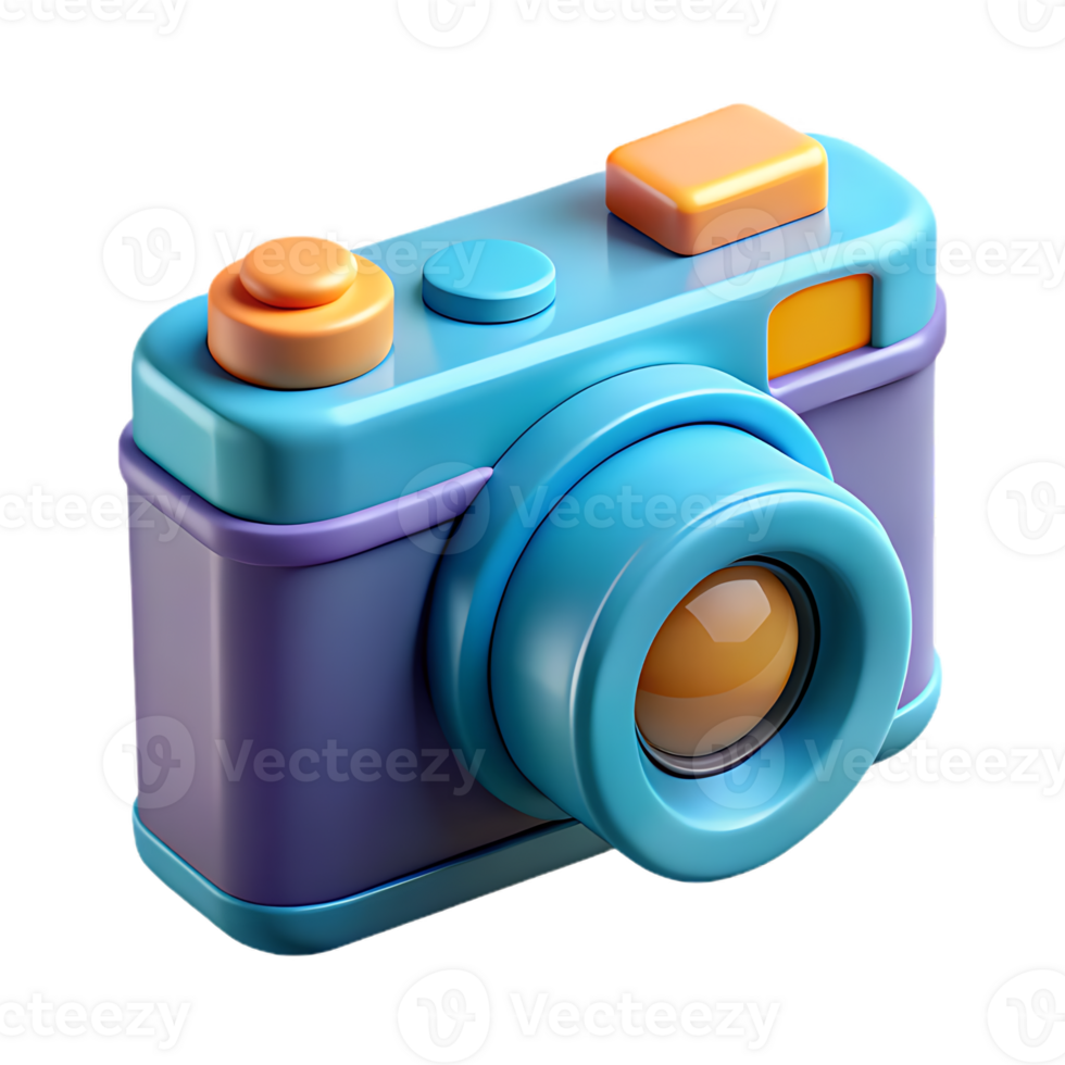 3D render Illustration of a retro camera with a modern, colorful, and playful design png