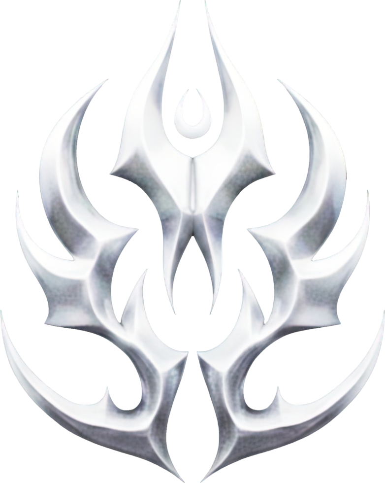 Bold Iridescent Chrome Form in Retro Digital Style png
