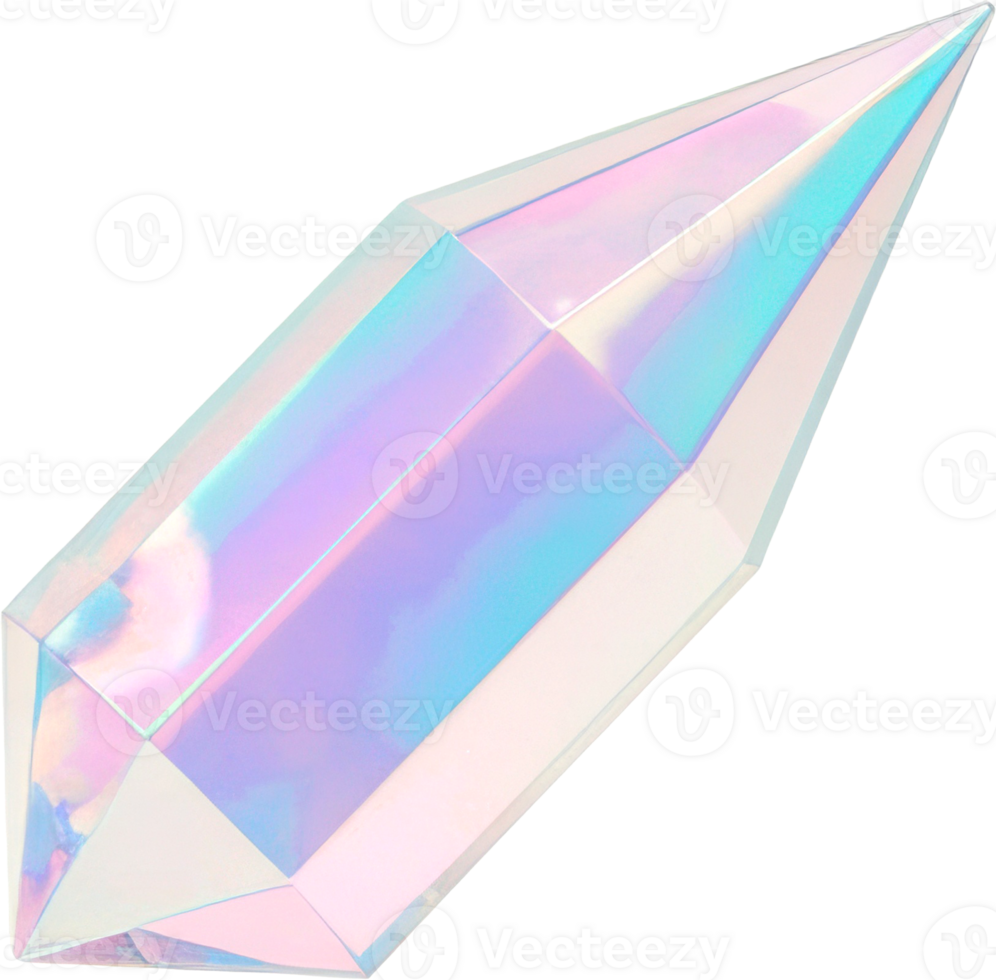 Glossy Iridescent Crystal Graphic with Shimmering Holographic Effect png