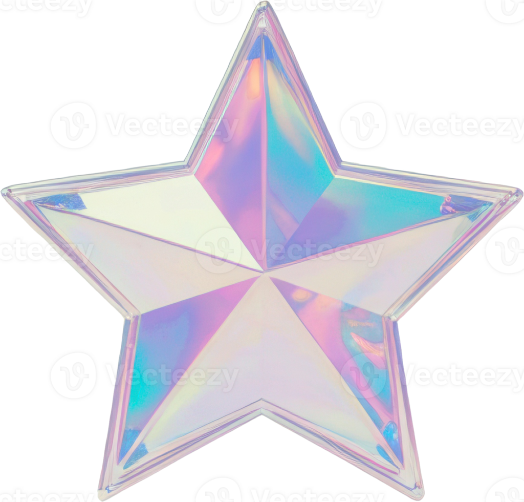 Futuristic Holographic Star Shape with Iridescent Colors png