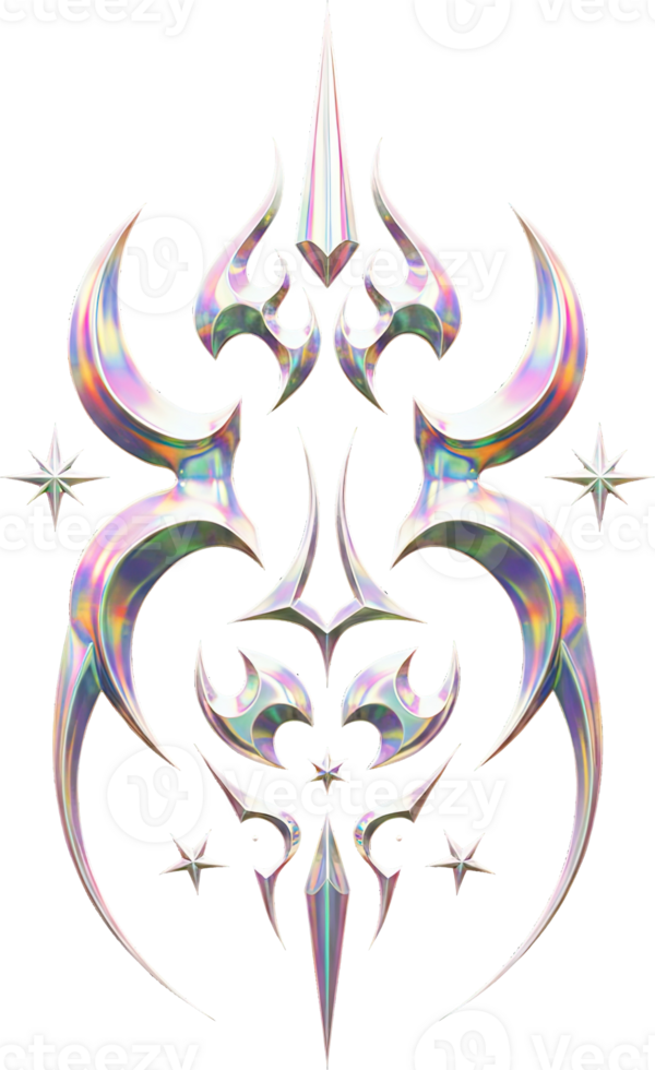 Holographic Chrome Crest in Stylized Y2K Fashion png