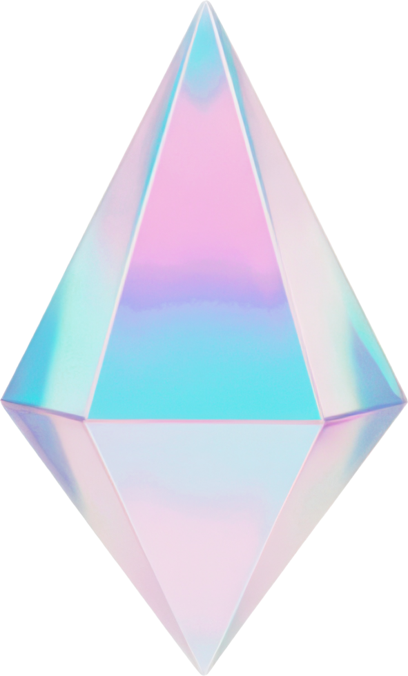 3D Iridescent Crystal Gemstone with Holographic Shine png