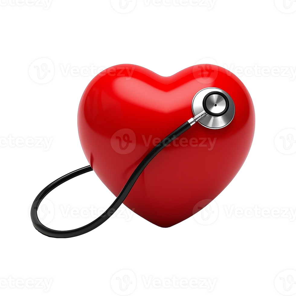 Red Heart With Stethoscope Highlighting Heart Health Isolated On Transparent Background png