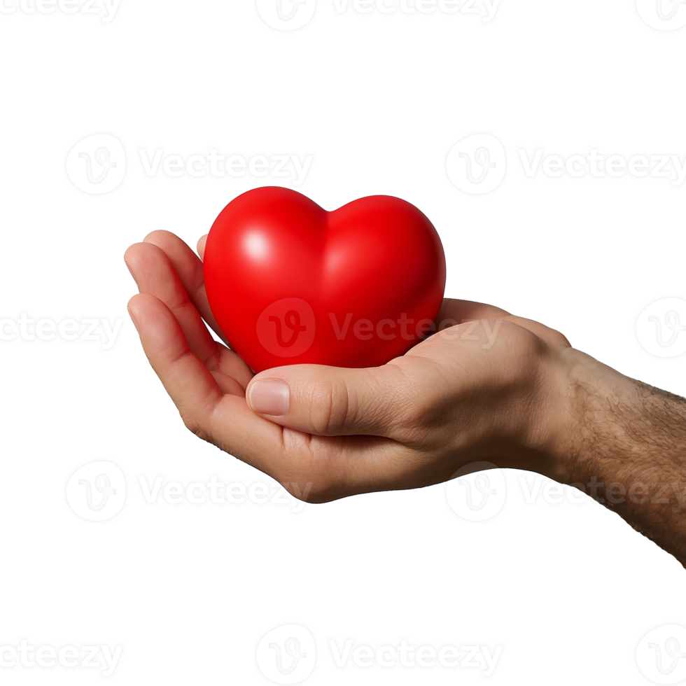 Caring Hand Holding A Red Heart Isolated On Transparent Background png