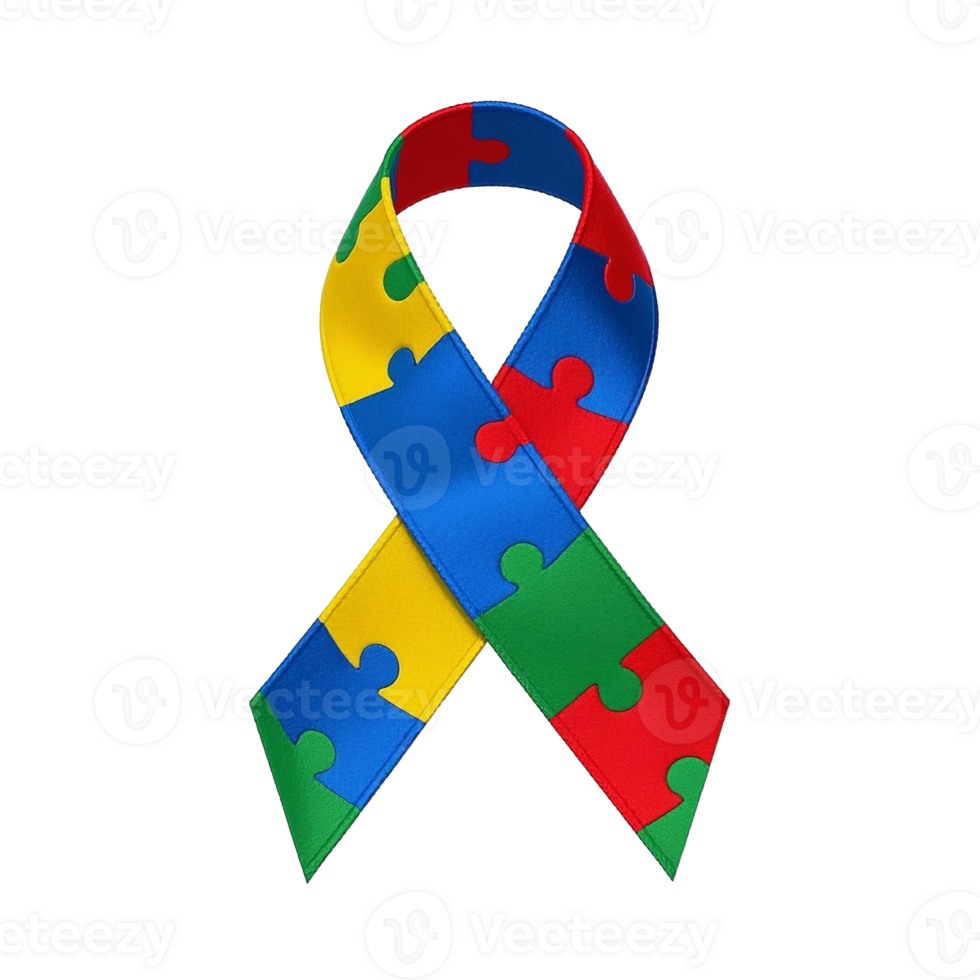 Colorful Puzzle Ribbon Symbol For Autism Awareness png