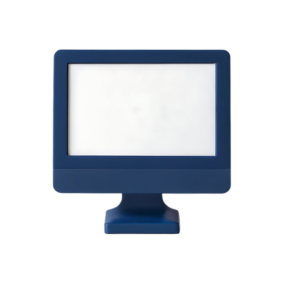 Blue computer monitor mockup, isolated png