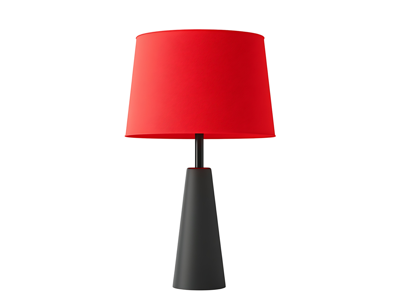Modern red lampshade table lamp, isolated png