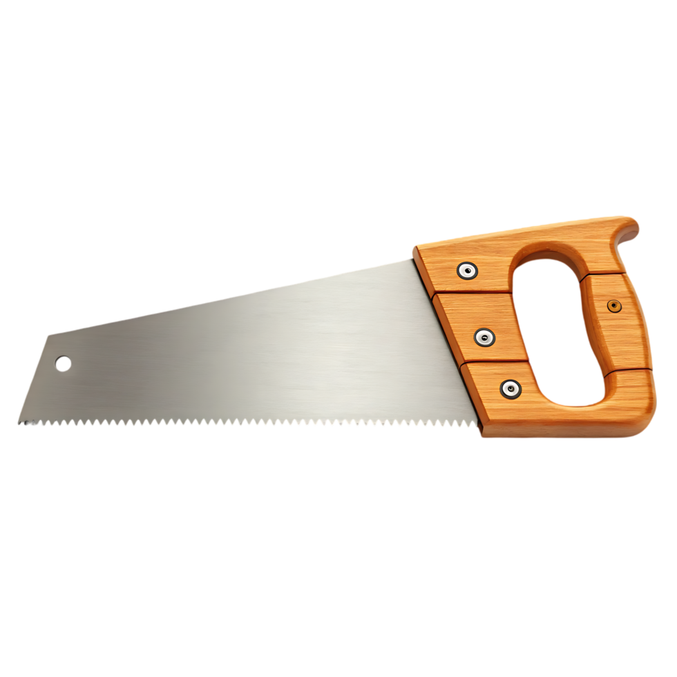 Hand saw with wooden handle isolated png