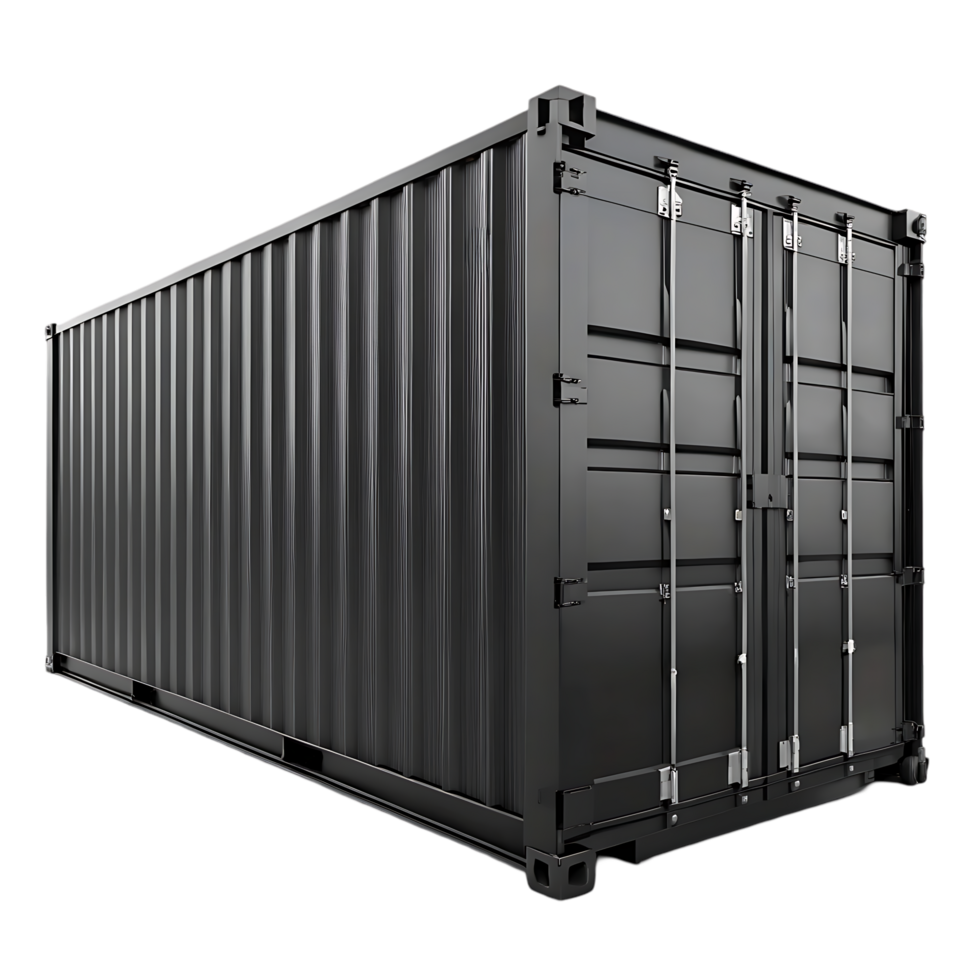 Black shipping container isolated png